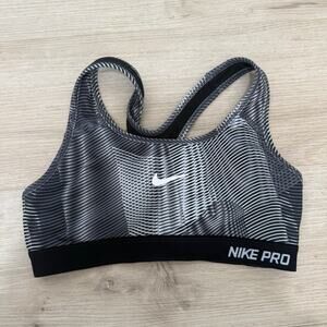 Nike Pro Dri Fit Grey Black Racerback Sports Bra Size Small